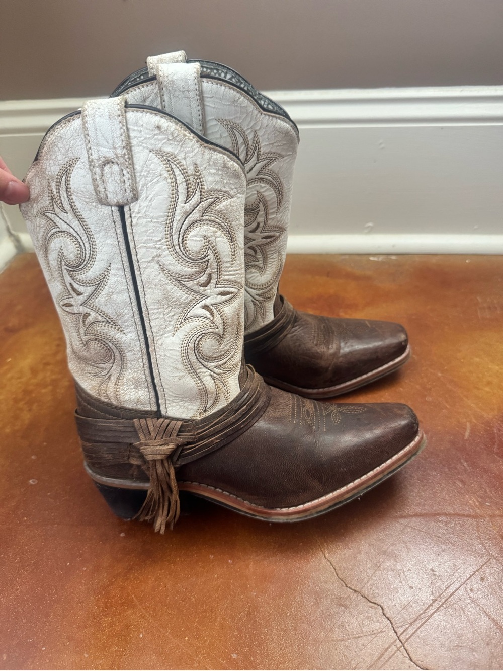 Dan Post Youth Girl Size 5 - Two-Tone Brown and White Western Boots